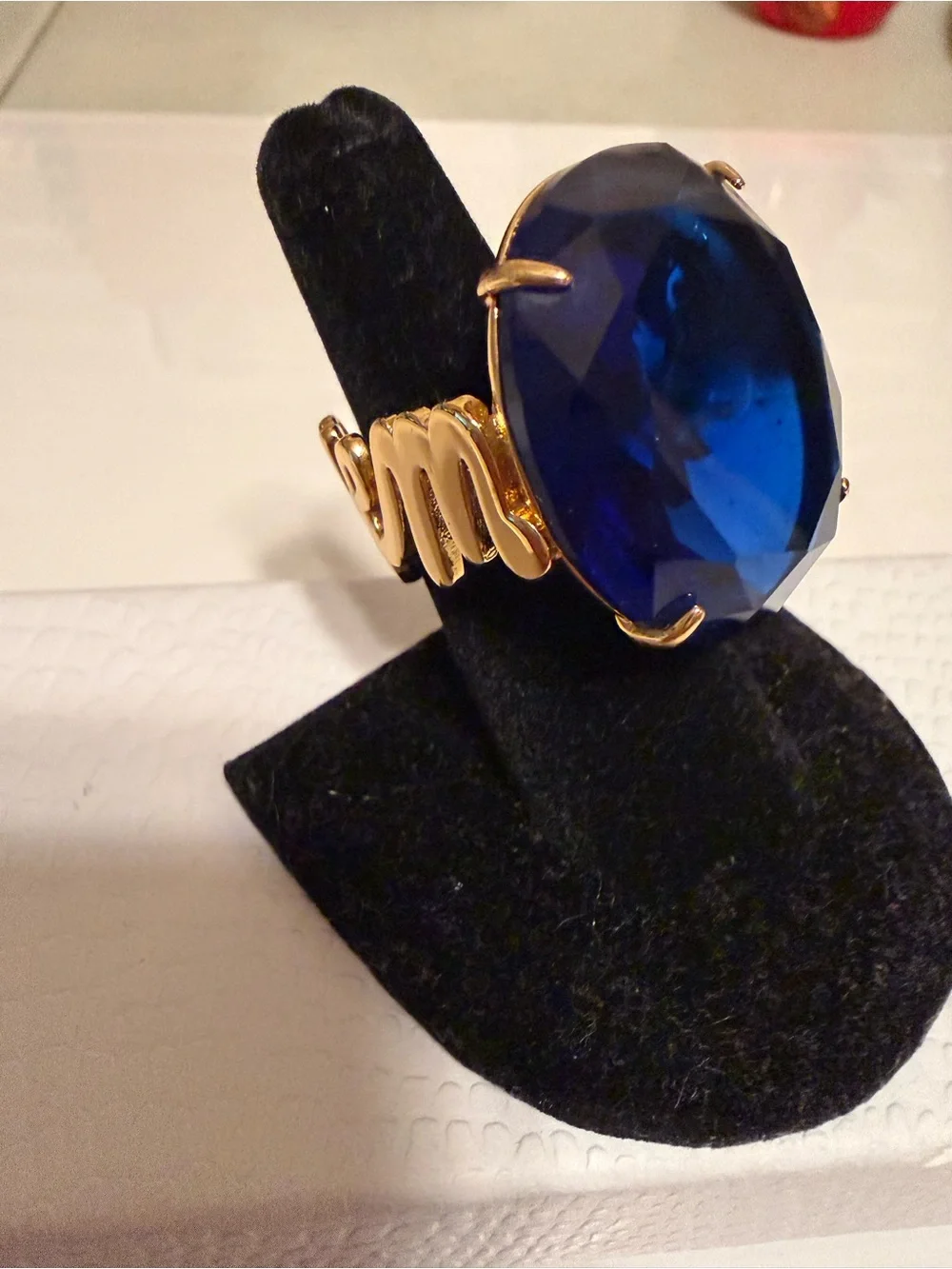 Kate Spade “what a gem” Bold sapphire blue cocktail ring